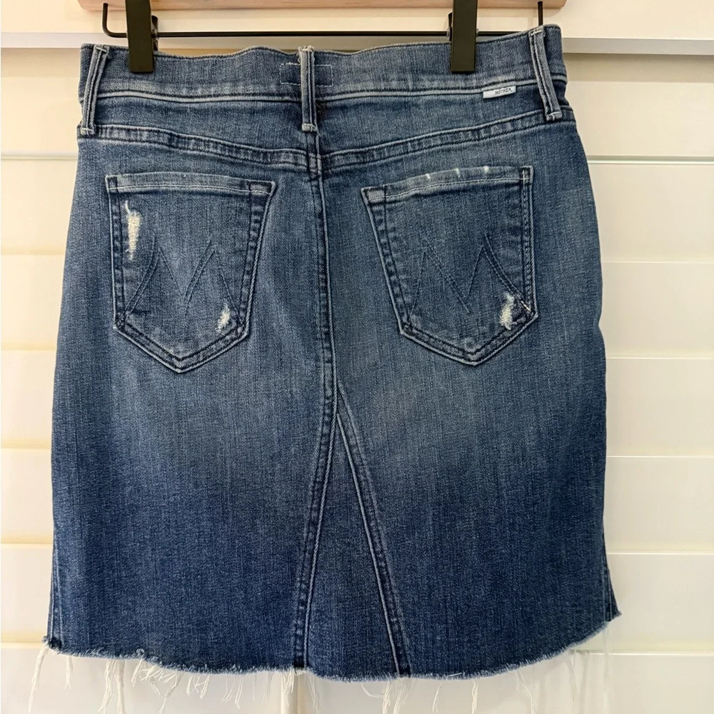MOTHER Four Points Fray Denim Mini Skirt